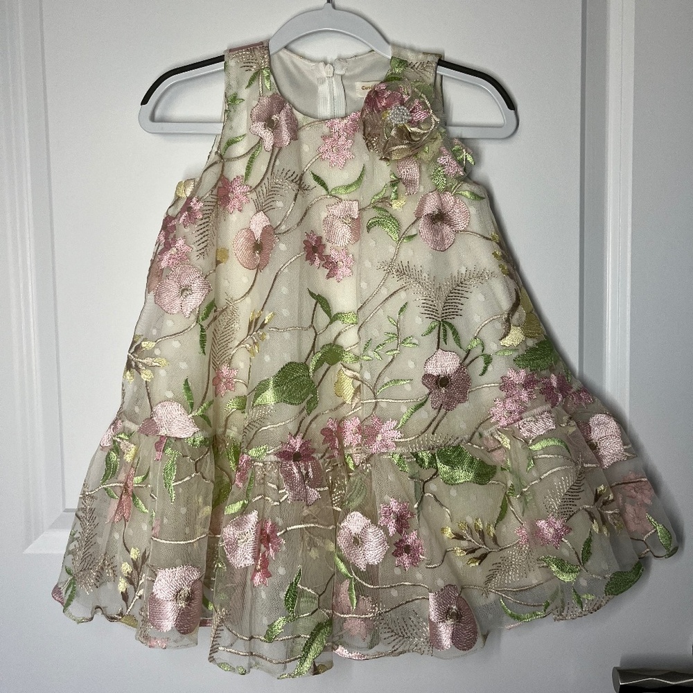 DAVID CHARLES GIRLS EMBROIDERED FLOWER DRESS